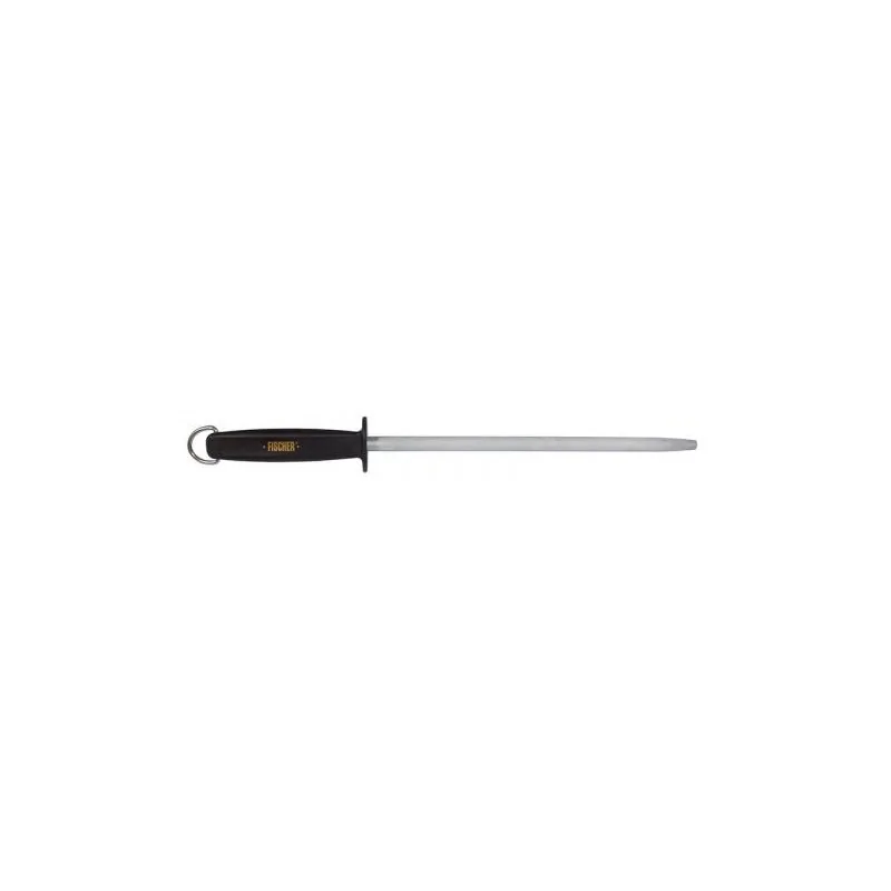 FISCHER Sharpening Round Steel 25 cm - Black Plastic Handle