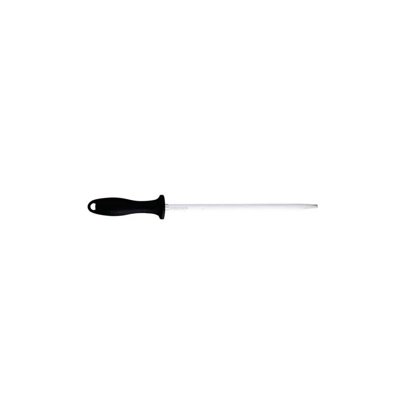 FISCHER Sharpening Round Steel 25 cm - Black Plastic Handle
