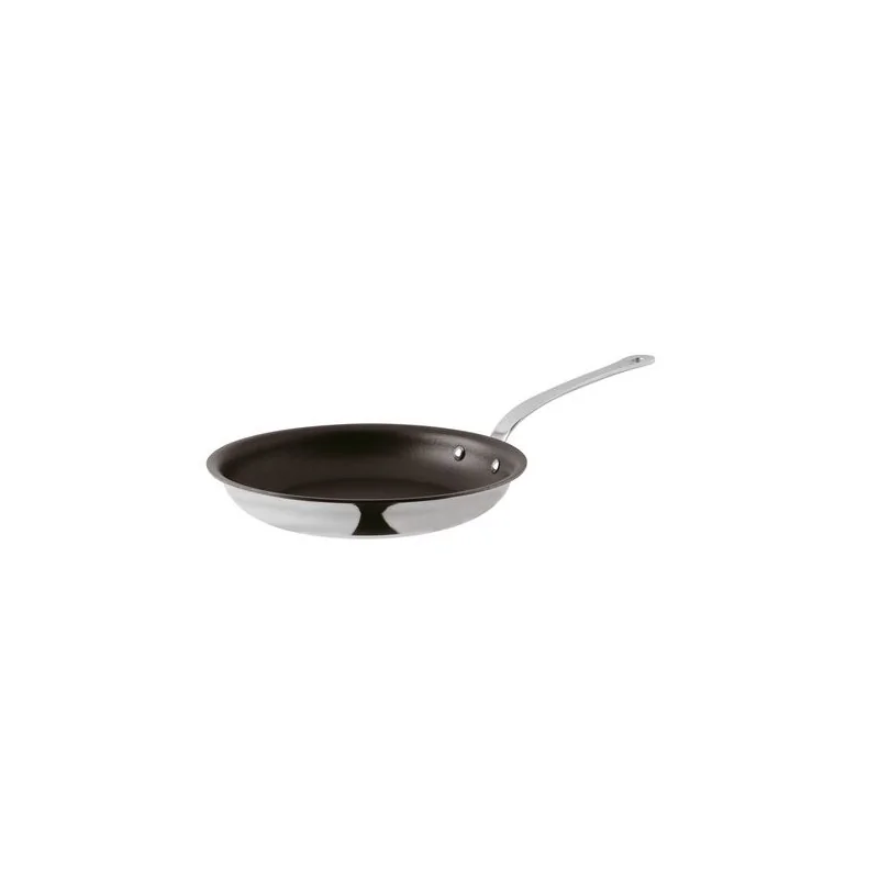 Paderno Series 12200 5-Ply Stainless Steel Frypan Non Stick Coated - 4 qts - D: 14 1/8" H: 2 1/8"