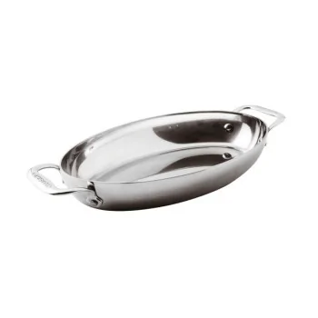 Paderno Series 12200 5-Ply Series 12200 S/Steel Oval Baker - 1 1/2 qts - 11 3/4" x 7 1/8" x 2"