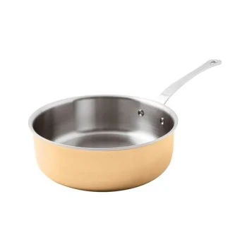 Paderno Series 15600 3-Ply Copper Saute Pan w/ Loop Handle - 2 3/8 qts - D: 7 7/8" H: 2 3/4"