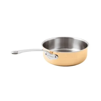 Paderno Series 15600 3-Ply Copper Saute Pan w/ Loop Handle - 2 3/8 qts - D: 7 7/8" H: 2 3/4"