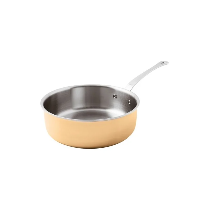 Paderno Series 15600 3-Ply Copper Saute Pan w/ Loop Handle - 2 3/8 qts - D: 11" H: 3 1/2"