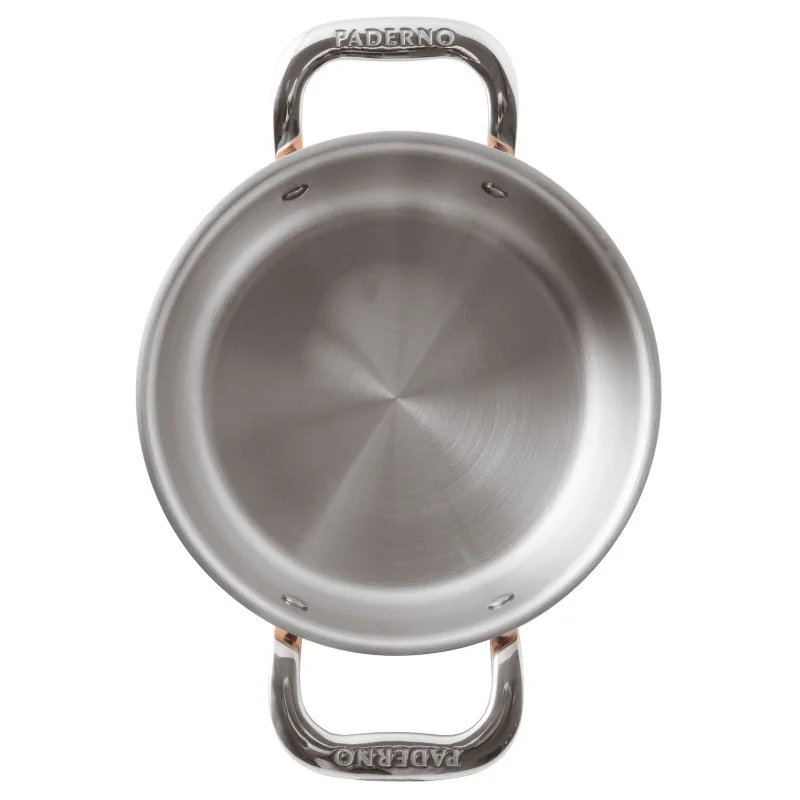 Paderno Series 15600 3-Ply Copper Casserole Pot/Rondeau - 2 3/8 qts - D: 7 7/8" H: 2 3/4"