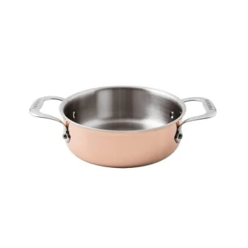 Paderno Series 15600 3-Ply Copper Casserole Pot/Rondeau - 5 7/8 qts - D: 11" H: 3 1/2"