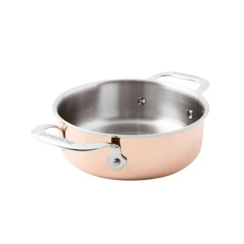 Paderno Series 15600 3-Ply Copper Casserole Pot/Rondeau - 5 7/8 qts - D: 11" H: 3 1/2"