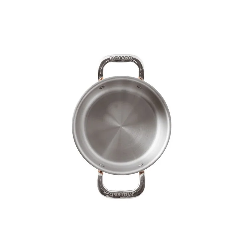 Paderno Series 15600 3-Ply Copper Casserole Pot/Rondeau - 5 7/8 qts - D: 11" H: 3 1/2"