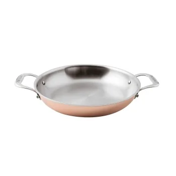 Paderno Series 15600 3-Ply Copper French Omelet Pan - 2 1/8 qts - D: 9 1/2" H: 1 3/4"