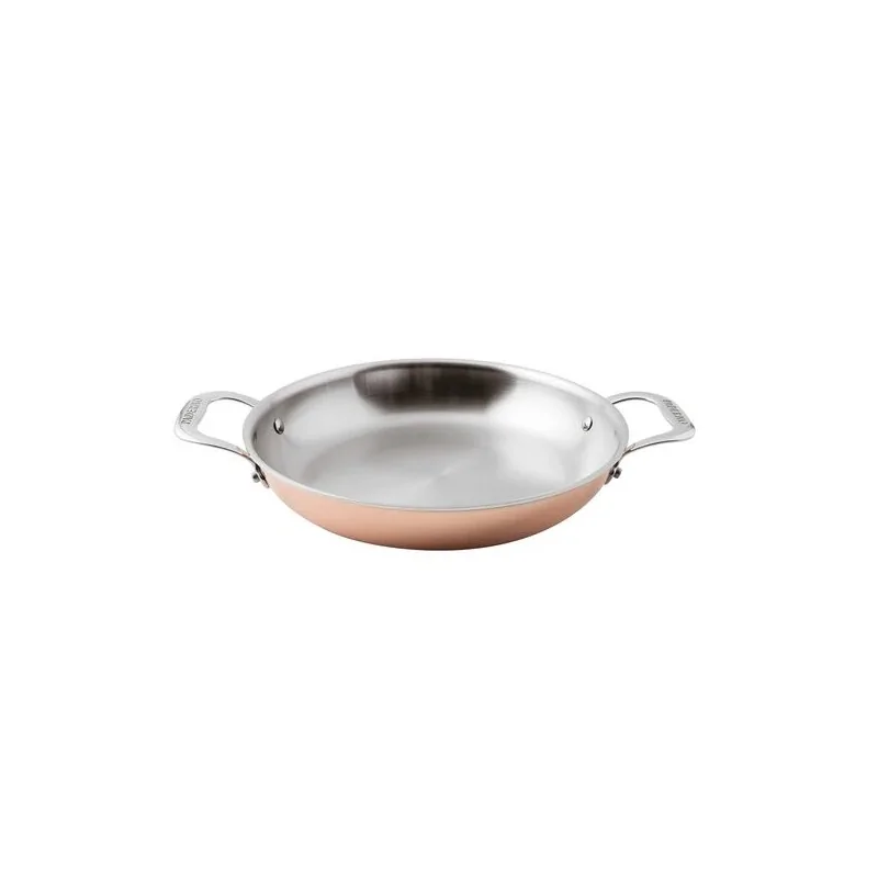 Paderno Series 15600 3-Ply Copper French Omelet Pan - 5 1/8 qts - D: 12 5/8" H: 2 3/8"