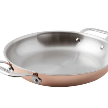 Paderno Series 15600 3-Ply Copper French Omelet Pan - 5 1/8 qts - D: 12 5/8" H: 2 3/8"