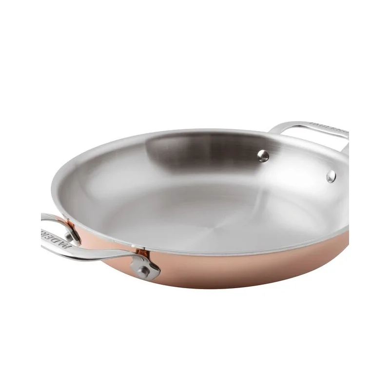 Paderno Series 15600 3-Ply Copper French Omelet Pan - 5 1/8 qts - D: 12 5/8" H: 2 3/8"