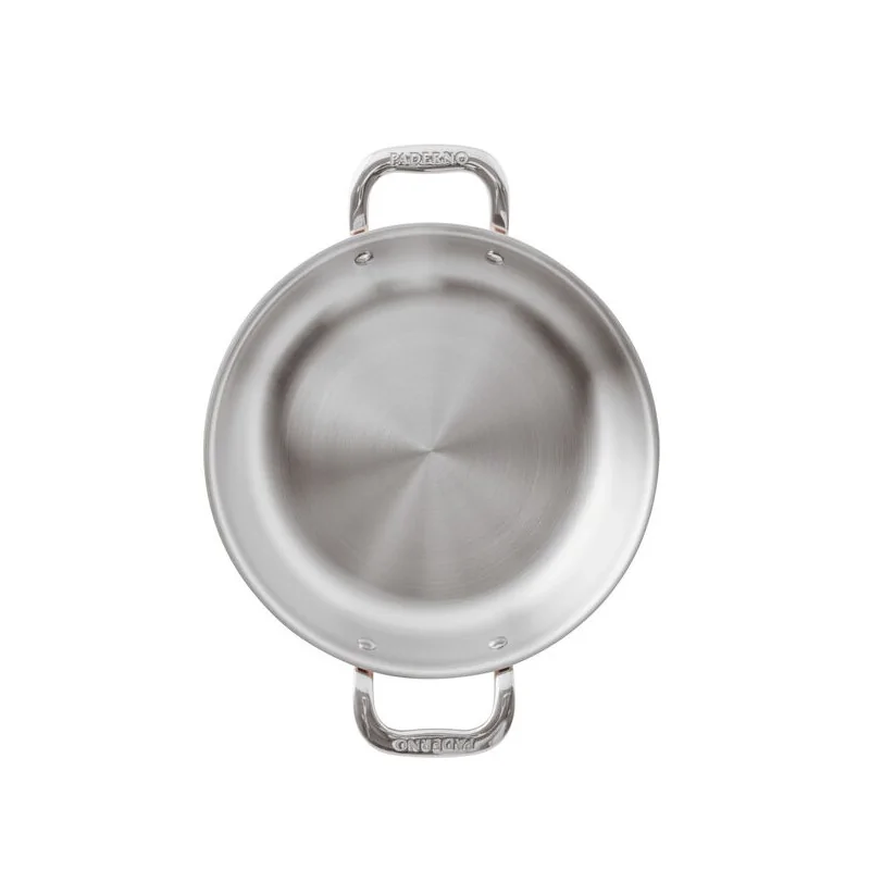 Paderno Series 15600 3-Ply Copper French Omelet Pan - 5 1/8 qts - D: 12 5/8" H: 2 3/8"
