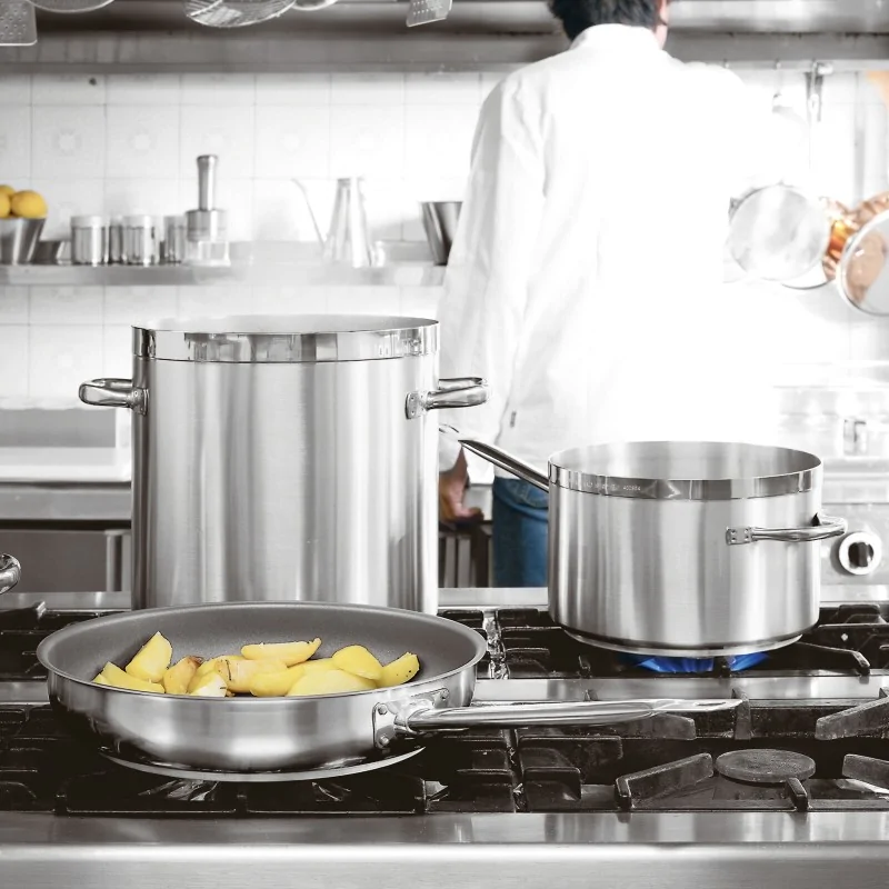 Paderno Grand Gourmet Stainless Steel Stock Pot - 53 qts - D: 15 3/4" H: 15 3/4"
