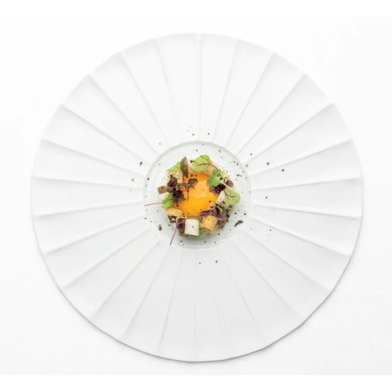 Handcrafted Fine Porcelain Flat Plate Raggio 30 cm Internal Diam. 9 cm - Set of 4