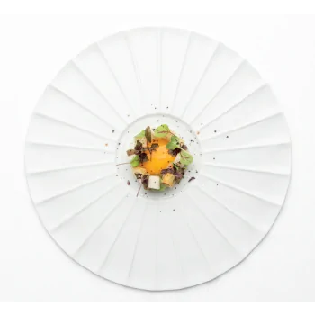 Handcrafted Fine Porcelain Flat Plate With Internal Ray 30 cm - Int. 12.5 cm - Set of 4