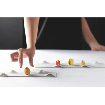 Handcrafted Fine Porcelain Mini Plate Appetizer 4 Dune 34 x 7.5 cm - Set of 10