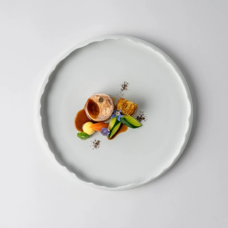 Handcrafted Fine Porcelain Plate Gourmet With Rim 21 cm - Height 3 cm - Set of 6