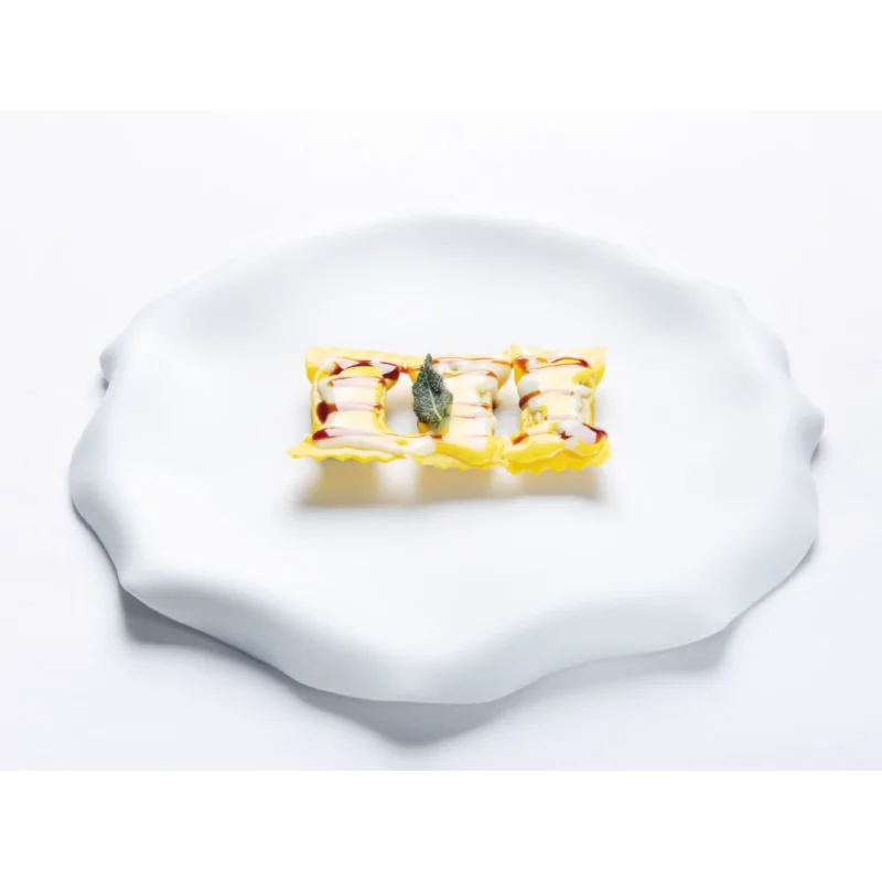 Handcrafted Fine Porcelain Flat Plate With Flap 21 cm - Without Glaze - Set of 6 Handcrafted Fine Porcelain Flat Plate With Flap 21 cm - Without Glaze - Set of 6