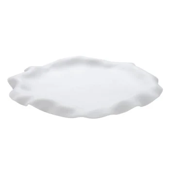 Handcrafted Fine Porcelain Flat Plate With Flap 21 cm - With Glaze - Set of 6