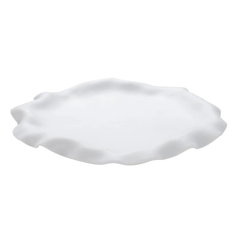 Handcrafted Fine Porcelain Flat Plate With Flap 10 cm - With Glaze - Set of 12 Handcrafted Fine Porcelain Flat Plate With Flap 10 cm - With Glaze - Set of 12