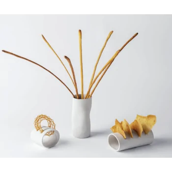 Handcrafted Fine Porcelain Waffle Holder 4 Seats 13 x 7 x 5.5 cm - Set of 8