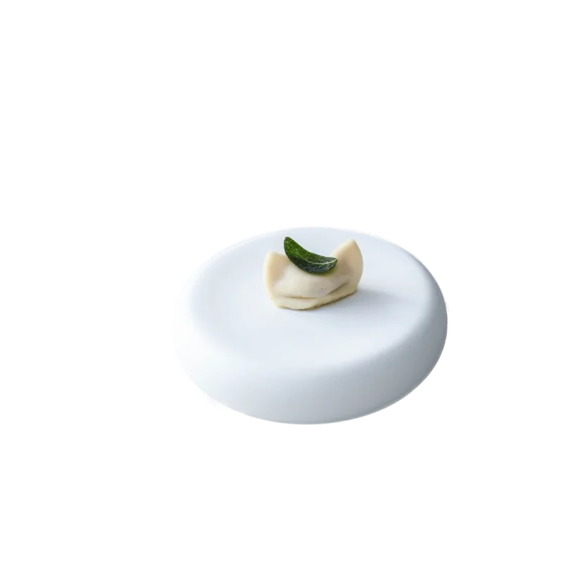 Handcrafted Fine Porcelain Gourmet Low Piece 8 cm - Height 2 cm - Set of 16