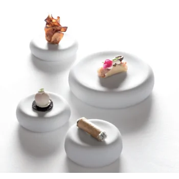 Handcrafted Fine Porcelain Gourmet Low Piece 8 cm - Height 2 cm - Set of 16
