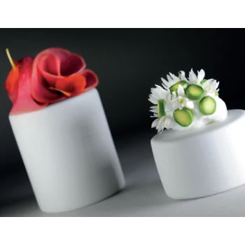 Handcrafted Fine Porcelain Cylinder Gourmet Low 6 cm - Height 4 cm - Set of 12