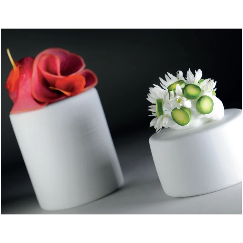 Handcrafted Fine Porcelain Cylinder Gourmet Low 6 cm - Height 4 cm - Set of 12