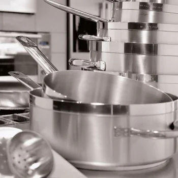Paderno Grand Gourmet Stainless Steel Sauce Pot - 6 7/8 qts - D: 9 1/2" H: 6"