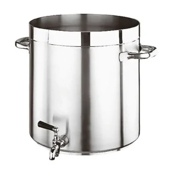 Paderno Grand Gourmet Stainless Steel Stock Pot Faucet - 105 5/8 qts - D: 19 5/8" H: 19 5/8"