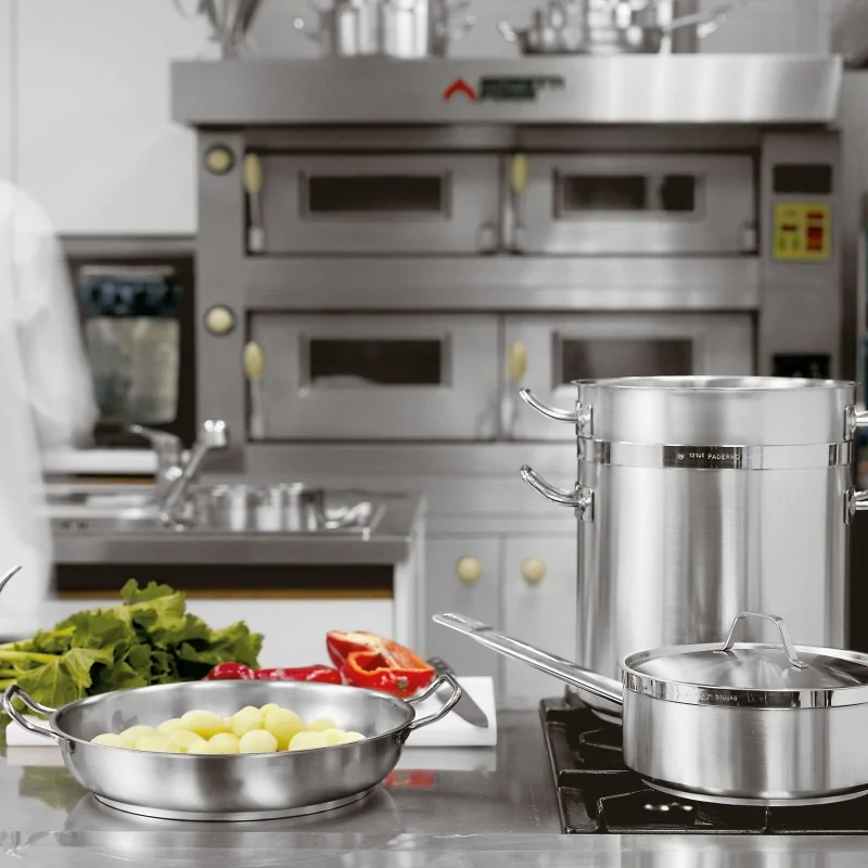 Paderno Grand Gourmet Stainless Steel Paella Pan - D: 7 1/8" H: 2"