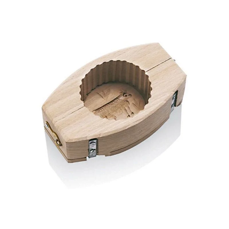 Wood Fluted Butter Mould Round - 4 1/2 oz - 6 1/4" x 3 1/2" x 2"