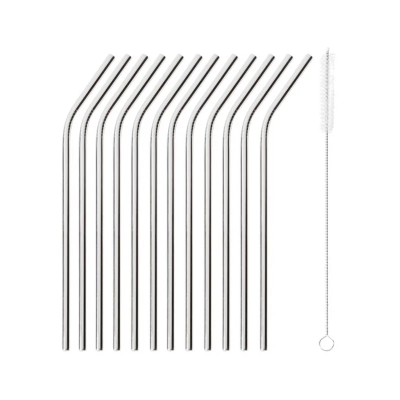 Straws Curved Set of 12 - D: 1/4" Length: 8 1/2"