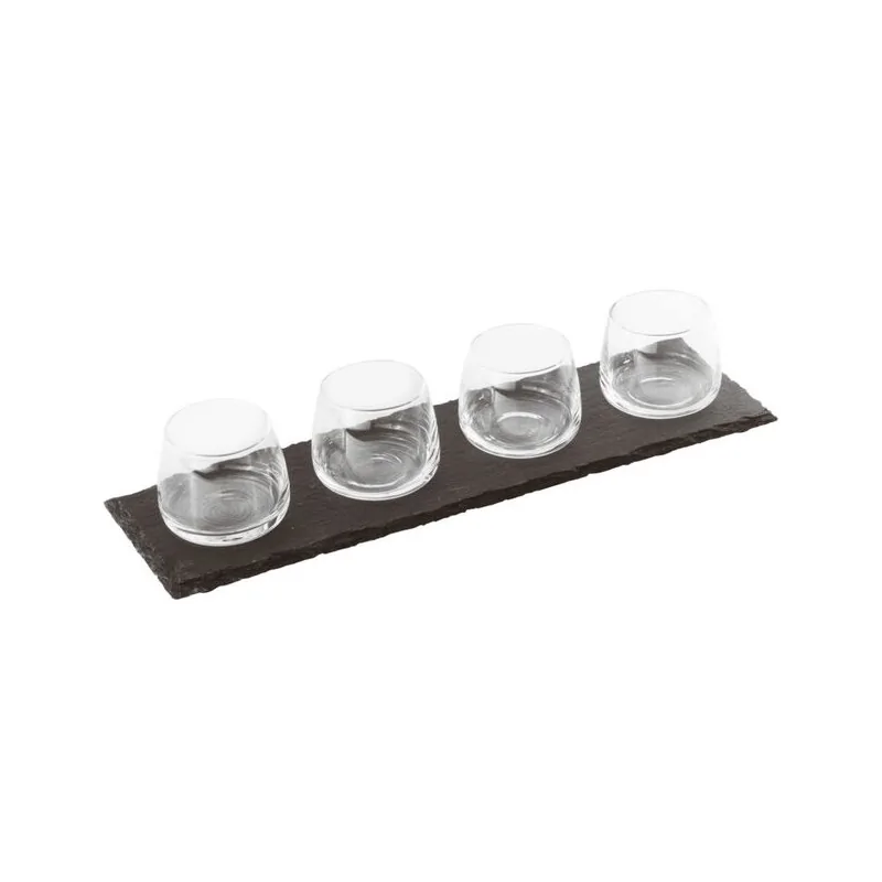 Mini Tasting Glasses with Slate - 3 5/7 oz - 13⅞” x 4”