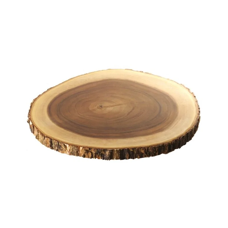 Round Serving Board with live Edge - D: 12” H: ⅞”