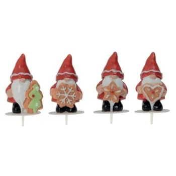 Buche Log Cake Decoration - Santa Claus Gnomes With Cookies - 42 mm - 50 pcs