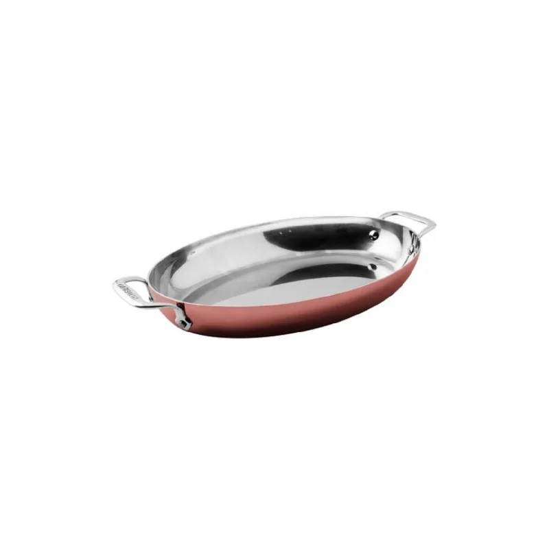 Paderno Series 15600 3-Ply Copper Oval Baker - 11 3/4 x 7 1/8 in