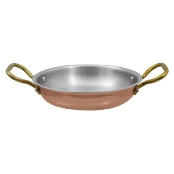 Paderno Series 15500 Copper Gratin Round - 3 1/2 qts - D: 11" H: 2 1/8"