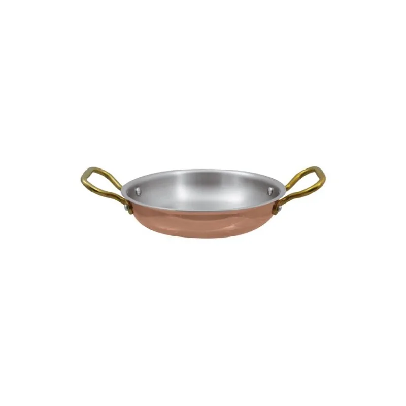 Paderno Series 15500 Copper Gratin Round - 2 qts - D: 9 1/2" H: 1 3/4"