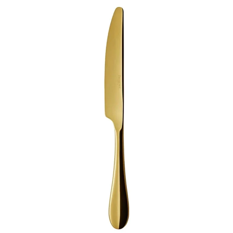 Degrenne Onde Gold Pvd Stainless Steel Table Knife Solid Handle Serrated 232 mm - 9 ''1/8 - Pack of 12