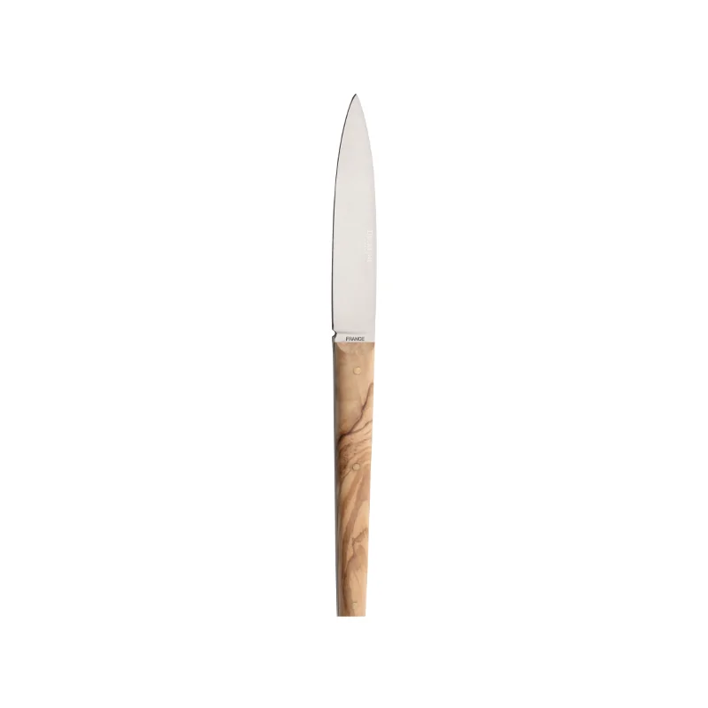 Degrenne Mirage Les Essences Stainless Steel Steak Knife Olive Wood Handle 230 mm - 9 ''1/16 - Pack of 6 Degrenne Mirage Les Essences Stainless Steel Steak Knife Olive Wood Handle 230 mm - 9 ''1/16 - Pack of 6