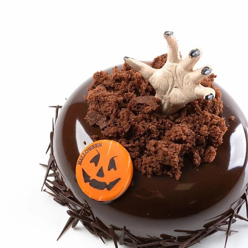 Belgian Chocolate Decoration - Round Halloween Decorations - White - 120 pcs