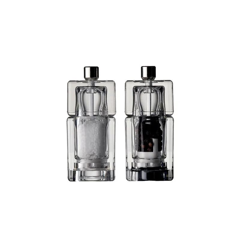 Elegant Acrylic Salt and Pepper Mill Set - 3.7 x 3.7 x 9 cm - 1 Set