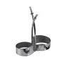 Elegant Hammered 18/10 Stainless Steel Cruet Stand - 18.5 x 8.7 cm (H22 cm)