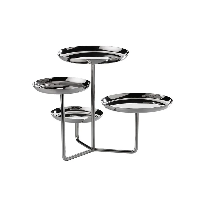 Elegant 18/10 Stainless Steel Etagere - Mirror Polished - 4-Arm Design - Ht: 25 cm