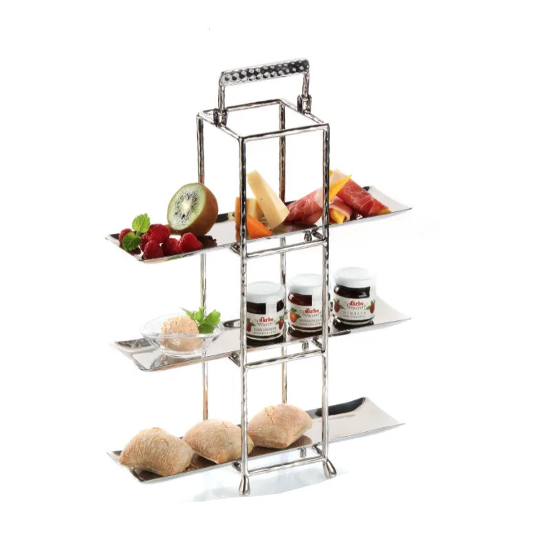 Elegant Hammered 18/10 Stainless Steel Tray with Feet - 30 x 8 x 3 cm