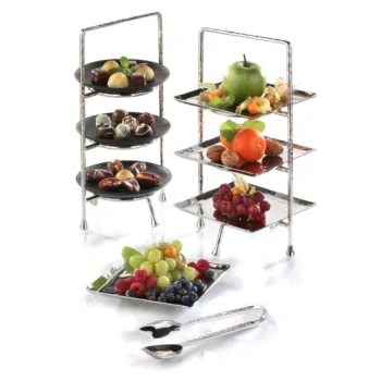 Elegant Hammered Stainless Steel Etagere - Three Tier Design (12.5 x 11.5 x 23 cm)