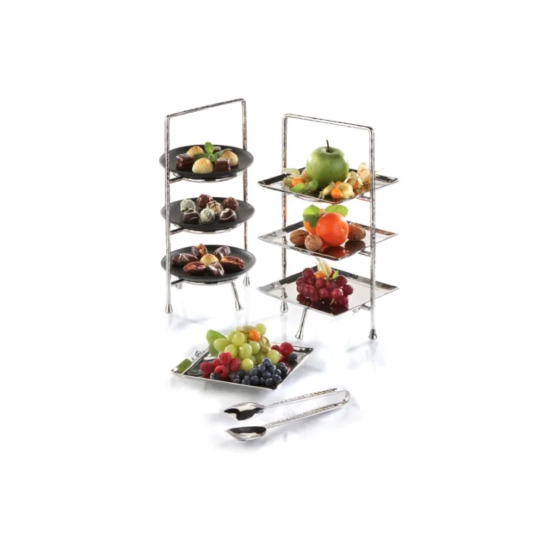 Elegant Hammered Stainless Steel Etagere - Three Tier Design (12.5 x 11.5 x 23 cm)