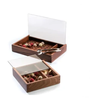 Elegant Walnut Solid Wood Box - Chocolate/Truffle Collection - 36.8 x 23.8 x 6 cm